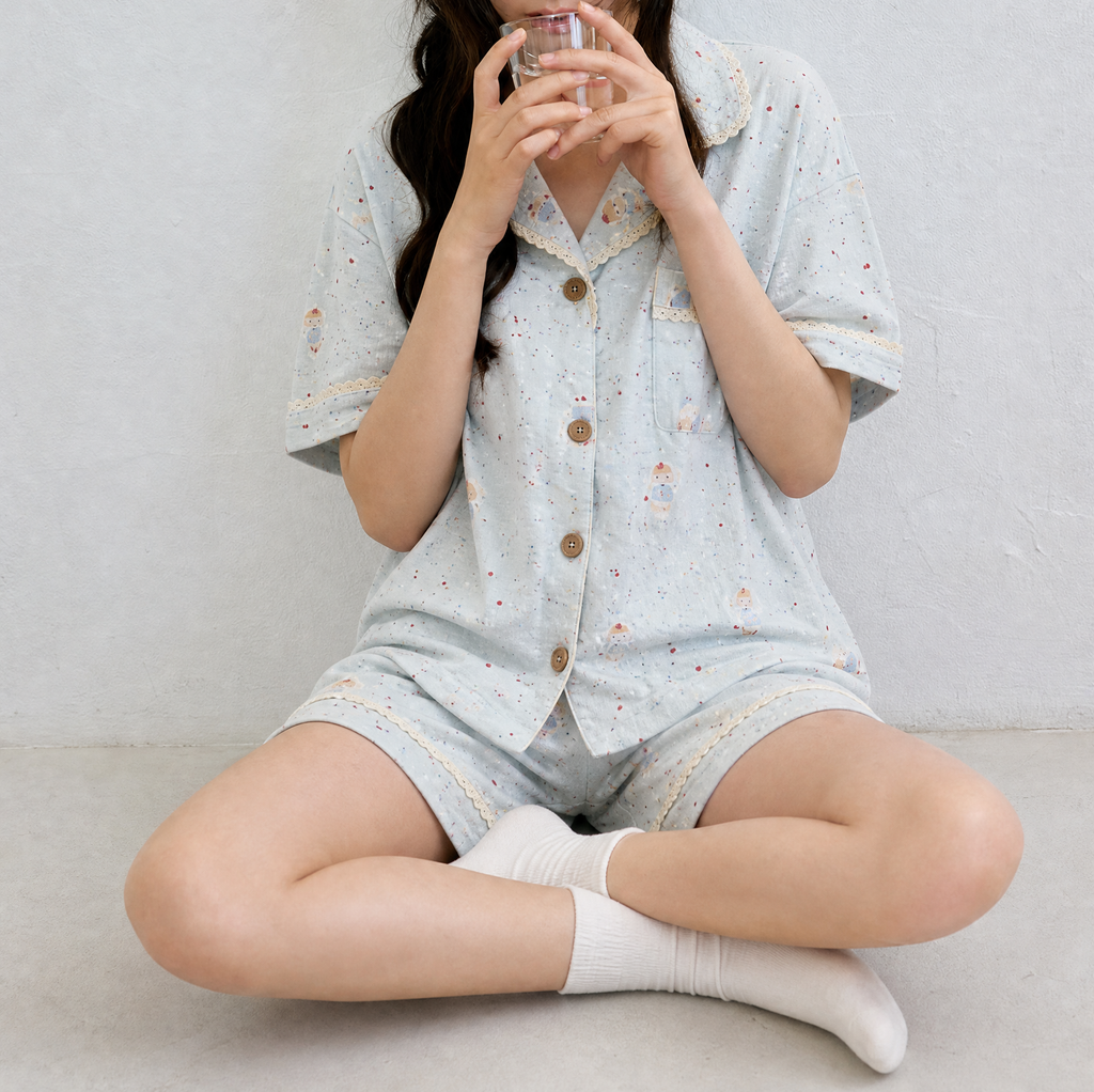 Bộ pyjama dài tay Sương – Xanh bạc hà