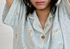Bộ pyjama dài tay Sương – Xanh bạc hà