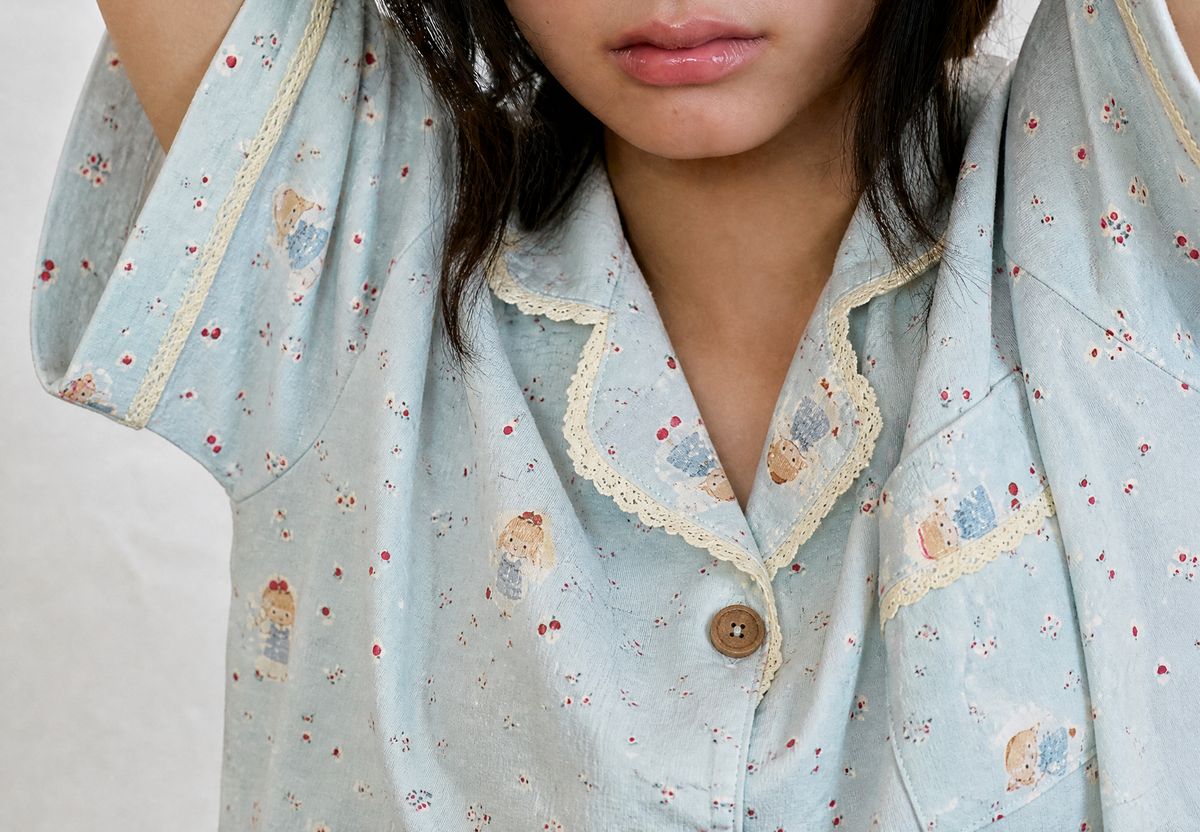 Bộ pyjama dài tay Sương – Xanh bạc hà