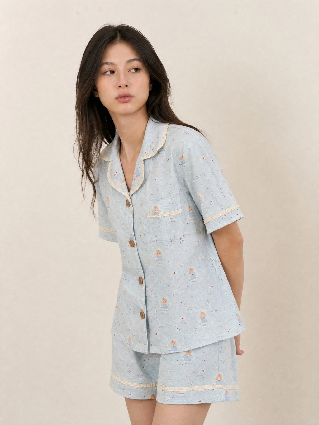 Bộ pyjama ngắn tay Mây – Kem sữa