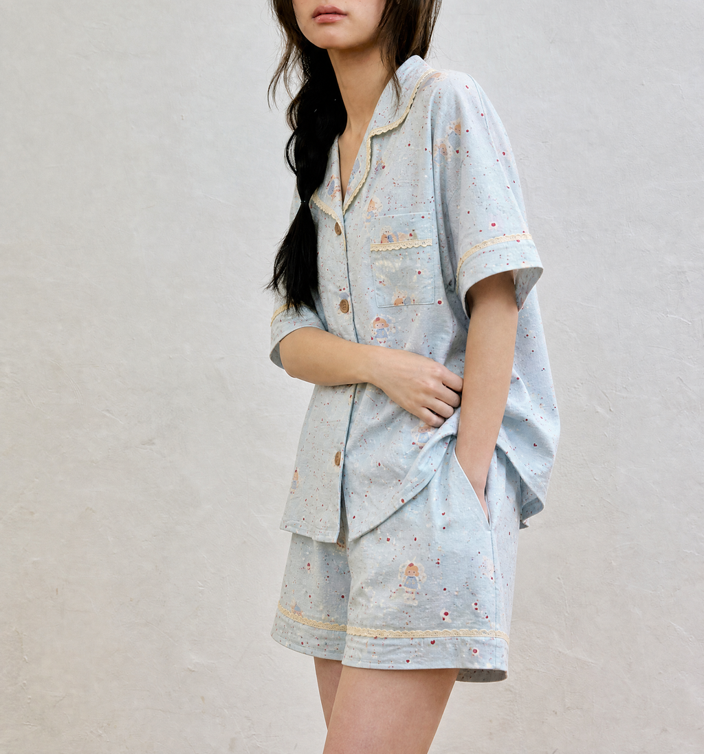 Bộ pyjama dài tay Sương – Xanh bạc hà