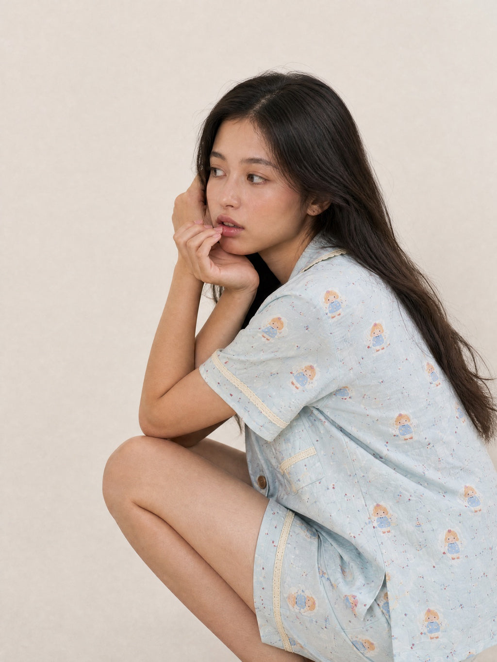Bộ pyjama ngắn tay Mây – Kem sữa