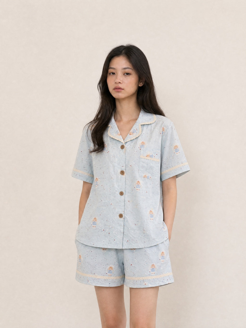 Bộ pyjama ngắn tay Mây – Kem sữa